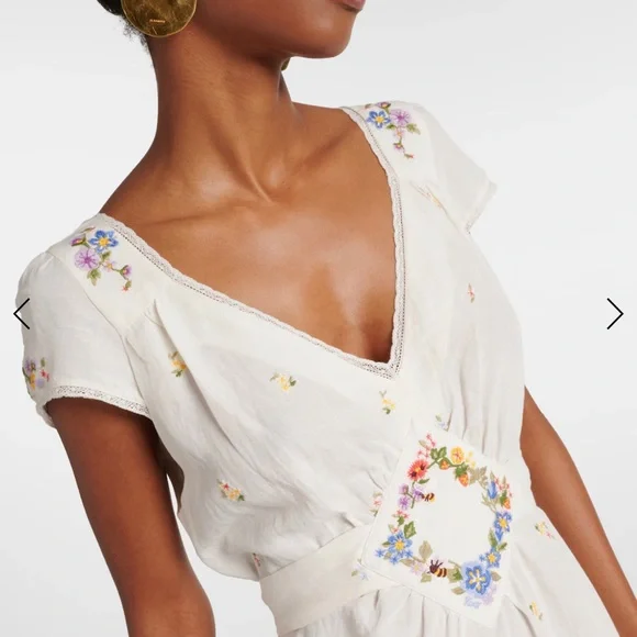 Anthropologie Cream Floral Embroidered Dress - Picture 5 of 16